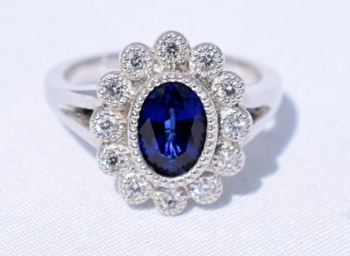 sapphire halo engagement ring