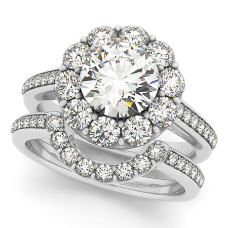 floral halo engagement ring