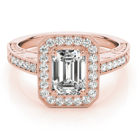 rose gold emerald cut engagement ring