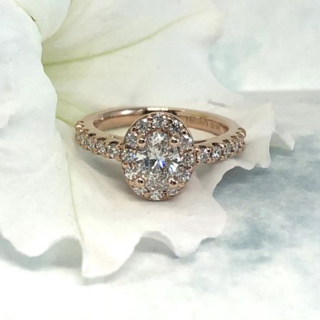 rose gold halo engagement rings