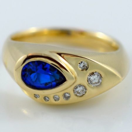 pear shaped sapphire and diamond ring