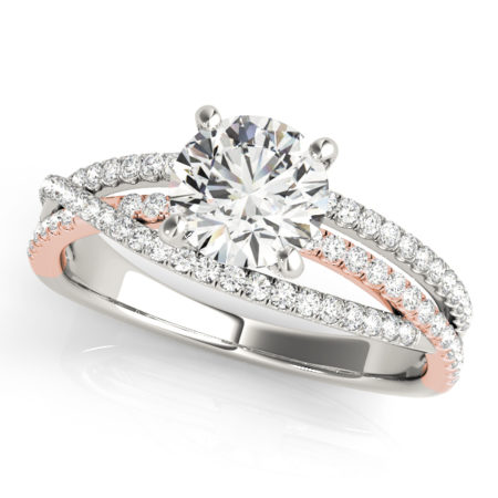 white and rose gold engagement rings