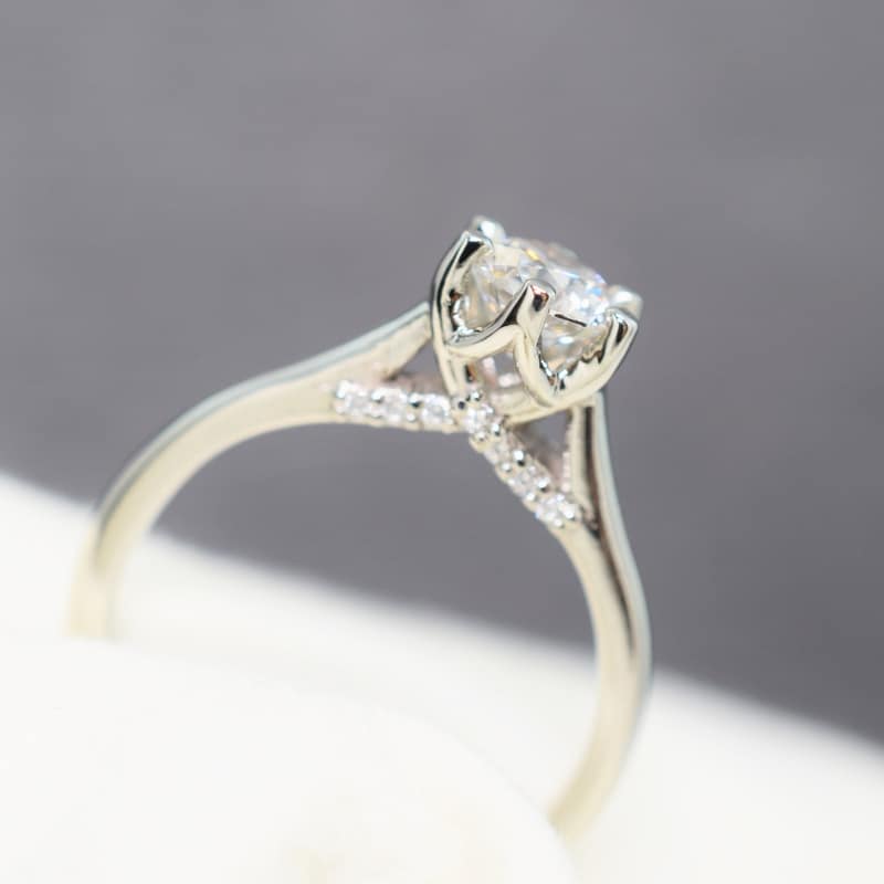 Custom Design Radiant Cut Invisible Halo Moissanite Engagement Ring |  Forever Moissanite