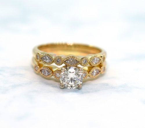 yellow gold diamond ring stack winnipeg