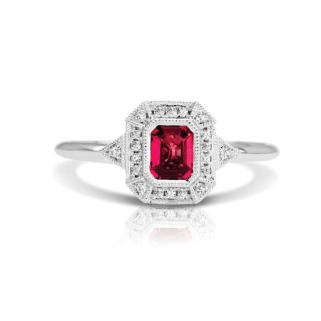 emerald cut ruby engagement ring