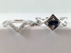 sapphire wedding ring and engagement ring