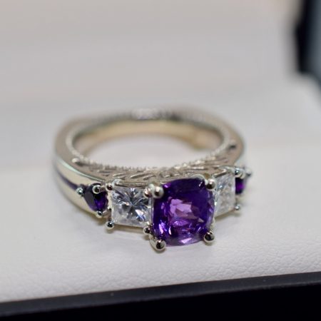 purple sapphire vintage engagement ring