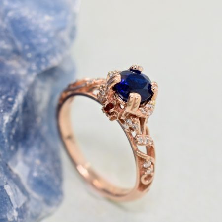 Rose Gold Sapphire Antique Engagement Ring