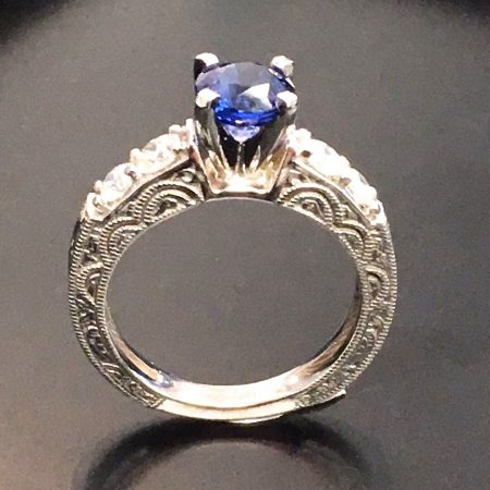 Rose Gold Sapphire Antique Engagement Ring