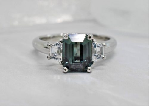 teal sapphire engagement ring in winnipeg