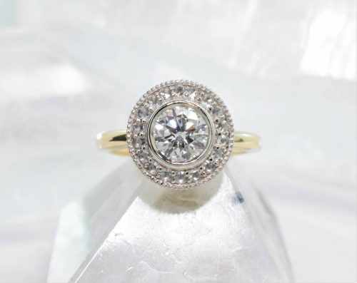 Antique Style Halo Engagement Ring With Rose Cut Diamonds - Omori ...