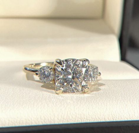 latest custom three stone engagement rings