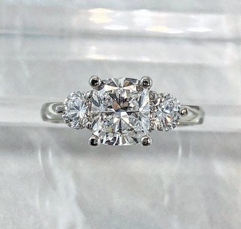 platinum custom three stone engagement rings