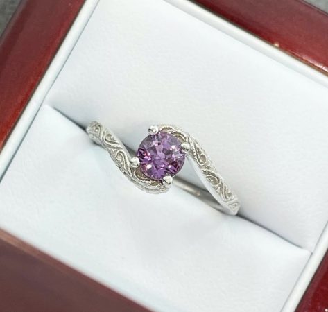 purple vintage sapphire engagement ring manitoba winnipeg