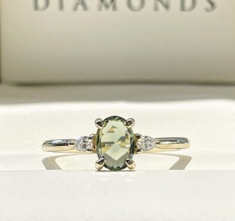 sapphire engagement ring green stone