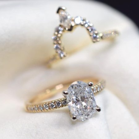 wedding ring and oval engagement rings