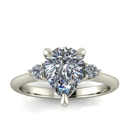 1 ct approx pear three stone diamond engagement ring in white gold