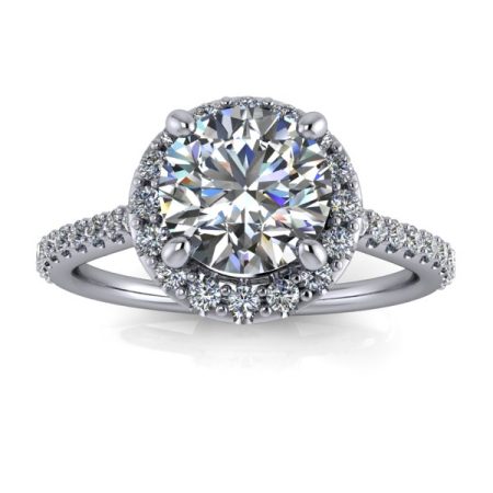 1 ct approx round white gold side stone halo engagmenet ring