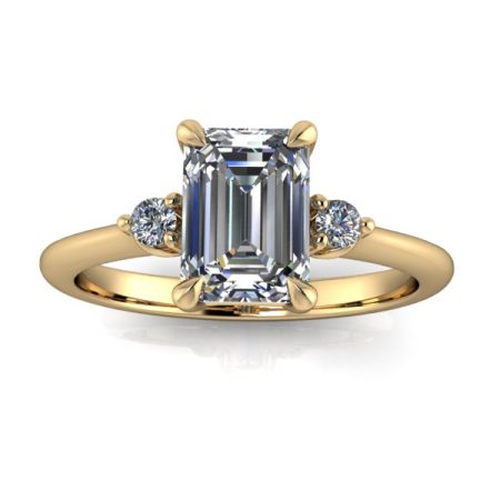 1 ct approx three stone emerald cut diamond engagement ring in yellow gold