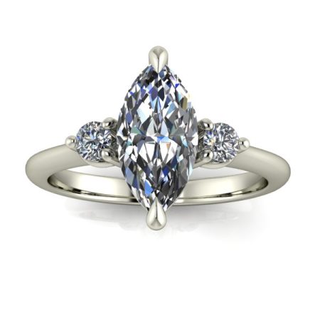 1 ct approx three stone marquise diamond engagement ring in white gold