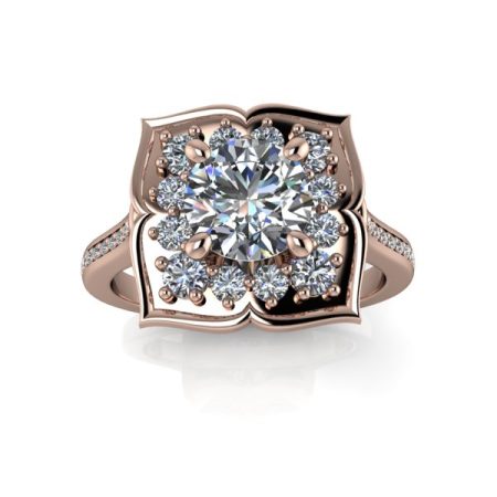 1 ct floral vintage engagement ring in rose gold