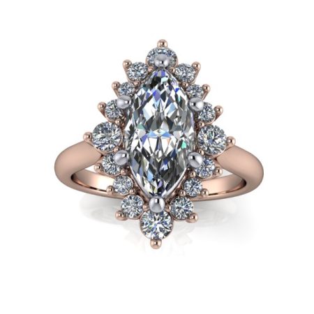 1 ct approx marquise vintage halo engagement ring in rose gold