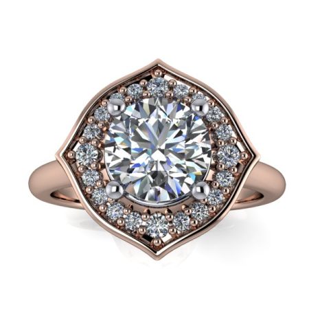 1 ct approx round diamond halo engagement ring in rose gold