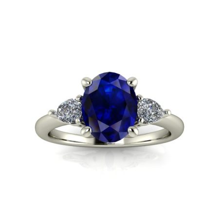 1. 35 ct approx sapphire three stone engagement ring in white gold