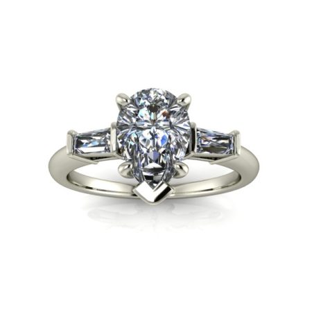 1.25 ct approx three-stone ring in white gold