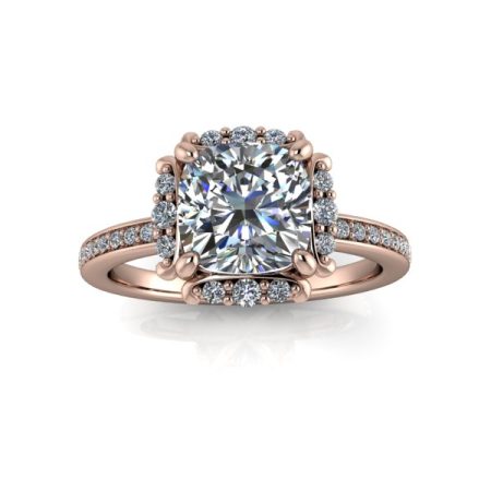 1.34 ct cushion halo engagement ring in rose gold