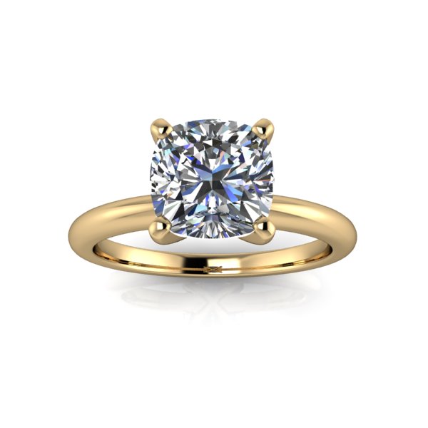 1.35 ct yellow gold cushion solitaire engagement ring