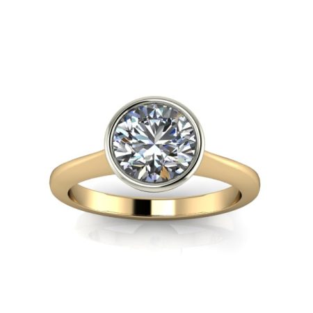 1.5 ct approx bezel set solitaire in yellow and white gold