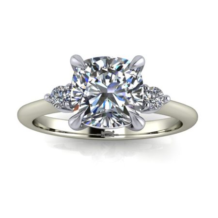 1.5 ct approx three stone cushion cut diamond engagement ring in white gold