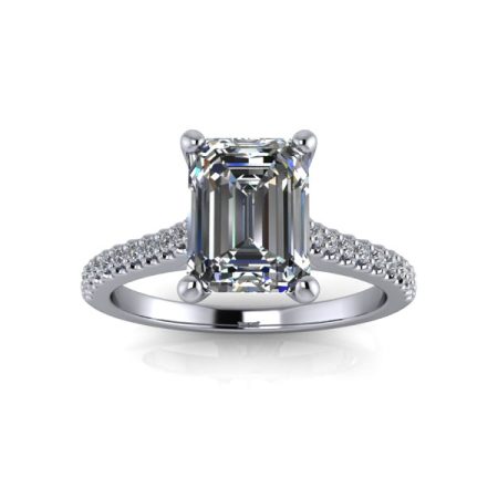 1.7 ct approx vintage side-stone engagement ring in white gold