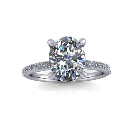1.75 ct approx oval side stone ring in platinum