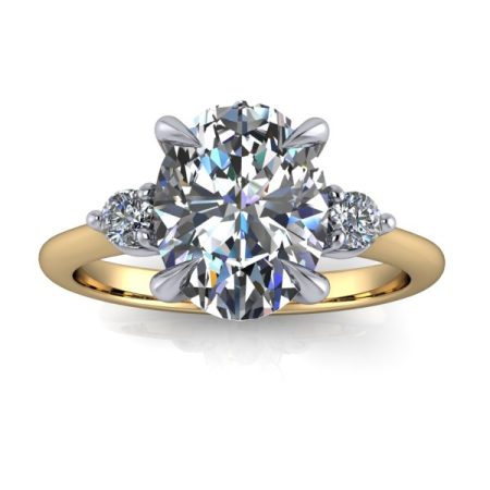 1.75 ct approx three-stone engagement ring in yellow gold