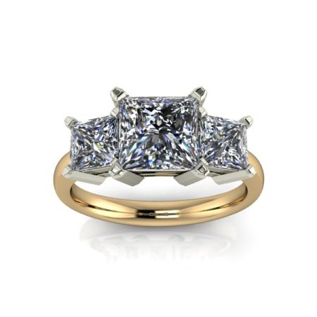 1.75 ct three stone ring in yellow gold