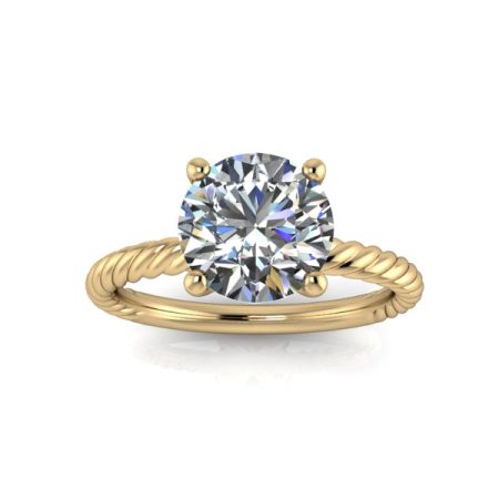 1.75 ct approx spiral band solitaire engagement ring in yellow gold