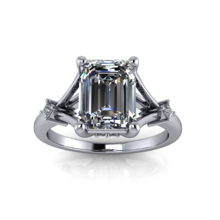 2 ct approx split-band emerald cut engagement ring in white gold