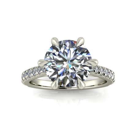 2.25 ct approx six prong side stone ring in platinum