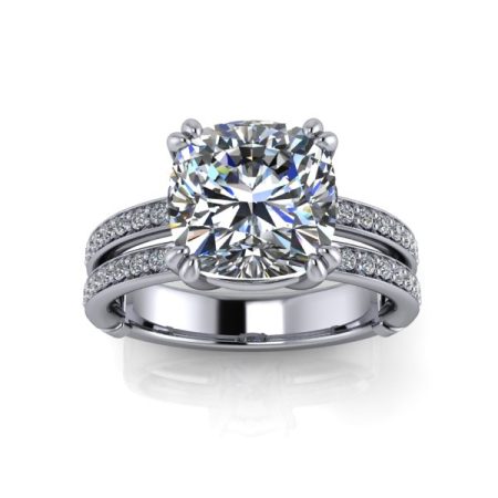 3.25 ct double band cushion cut engagement ring