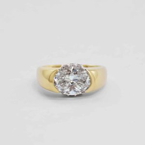 East – West Wide Band Diamond Ring