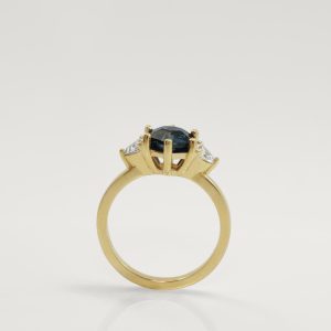 Montana Teal Hexagon Three Stone Ring